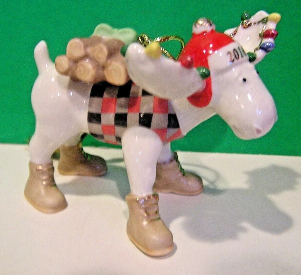 Lenox 2016 The Lumberjack Moose Figurine Ornament Marcel  Annual Work Boots NEW9