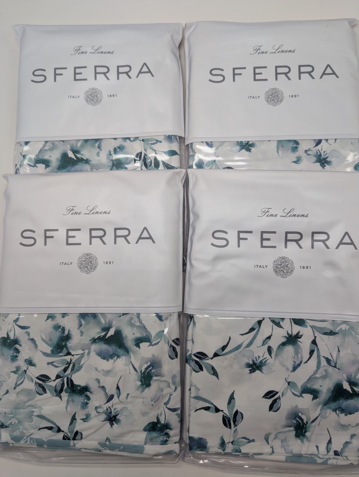 Sferra Duchesse Cadet Queen Duvet Sham Set 5PC Floral Print Reversible Italy NEW13