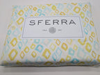 Sferra Geometrico Queen Duvet Set 3PC Aqua Yellow Diamond Percale Print Italy Ne0