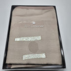 Yves Delorme Visible Beige Throw Blanket Baby Alpaca Border 51"x67" Gift BOX NEW0