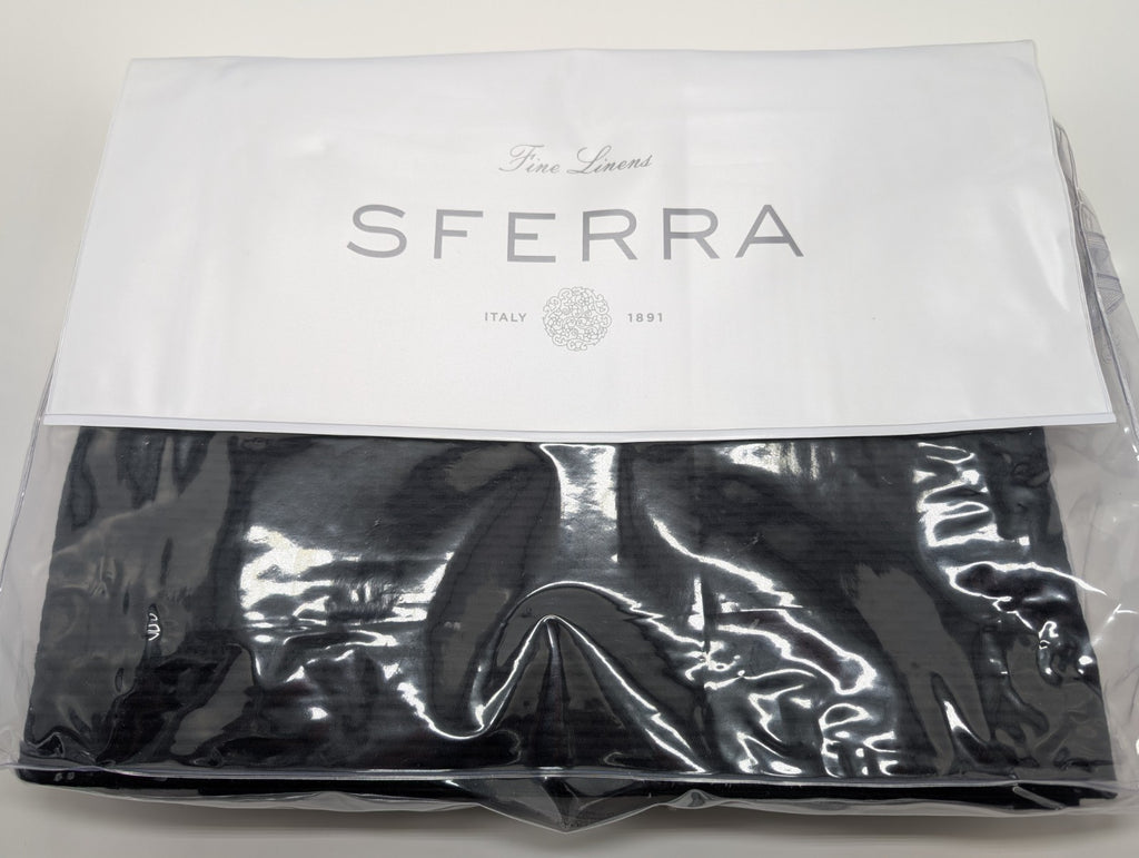 Sferra Perrio Black Twin Coverlet Solid Geometric Cotton Matelassé Portugal NEW8