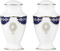Lenox Empire Pearl Indigo Salt & Pepper Shaker Set Marchesa Platinum Dot USA NEW0