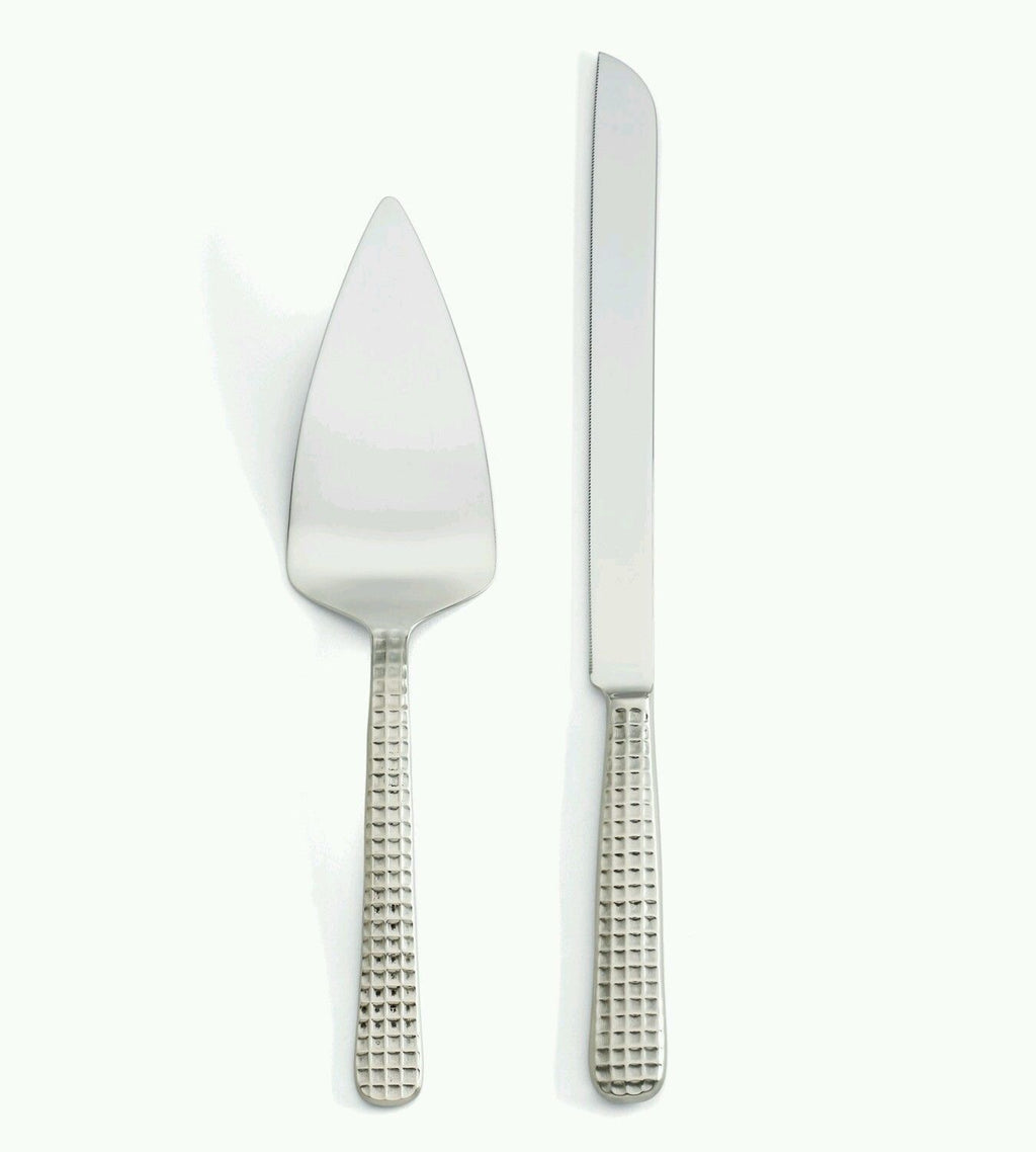 Wainwright Manhattan Platinum Cake Server And Knife Set Textured Handles NEW1