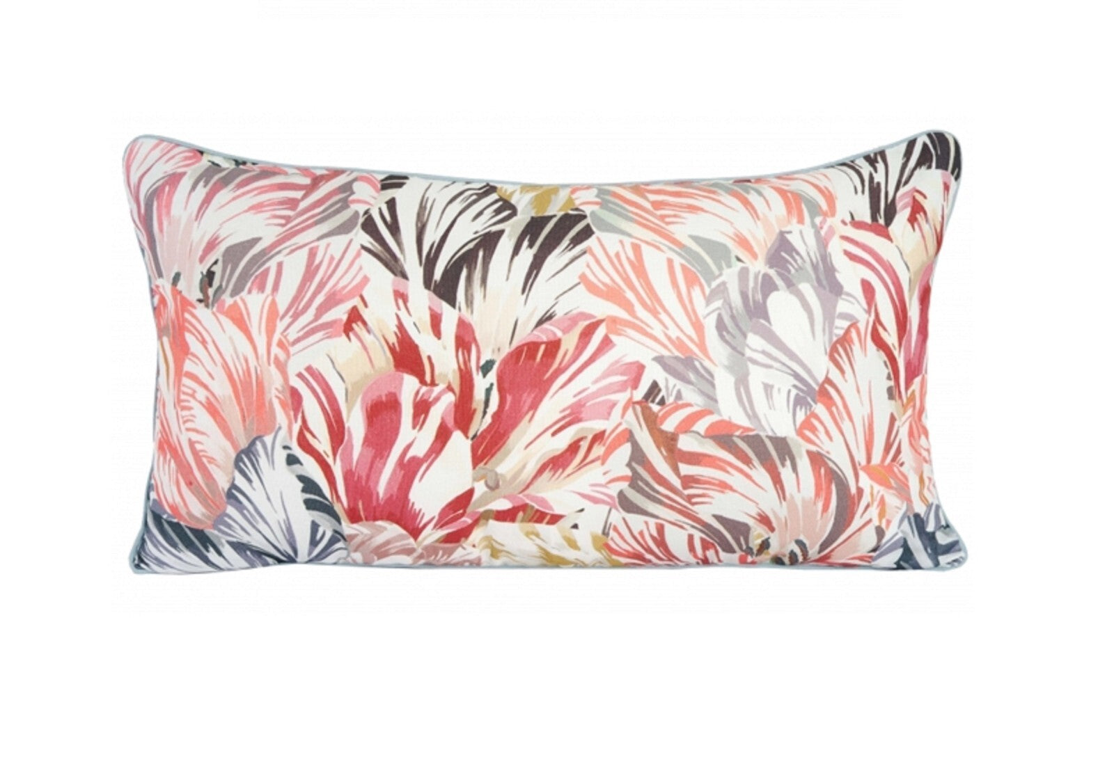 Yves Delorme Pink Wild Flower Throw Pillow Cover Embroidery Piping 13"x23" NEW1