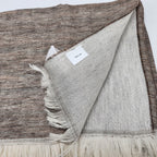 Sferra Taupe Linen Throw Blanket Fringed Woven Linear Design Oversized Italy NEW2