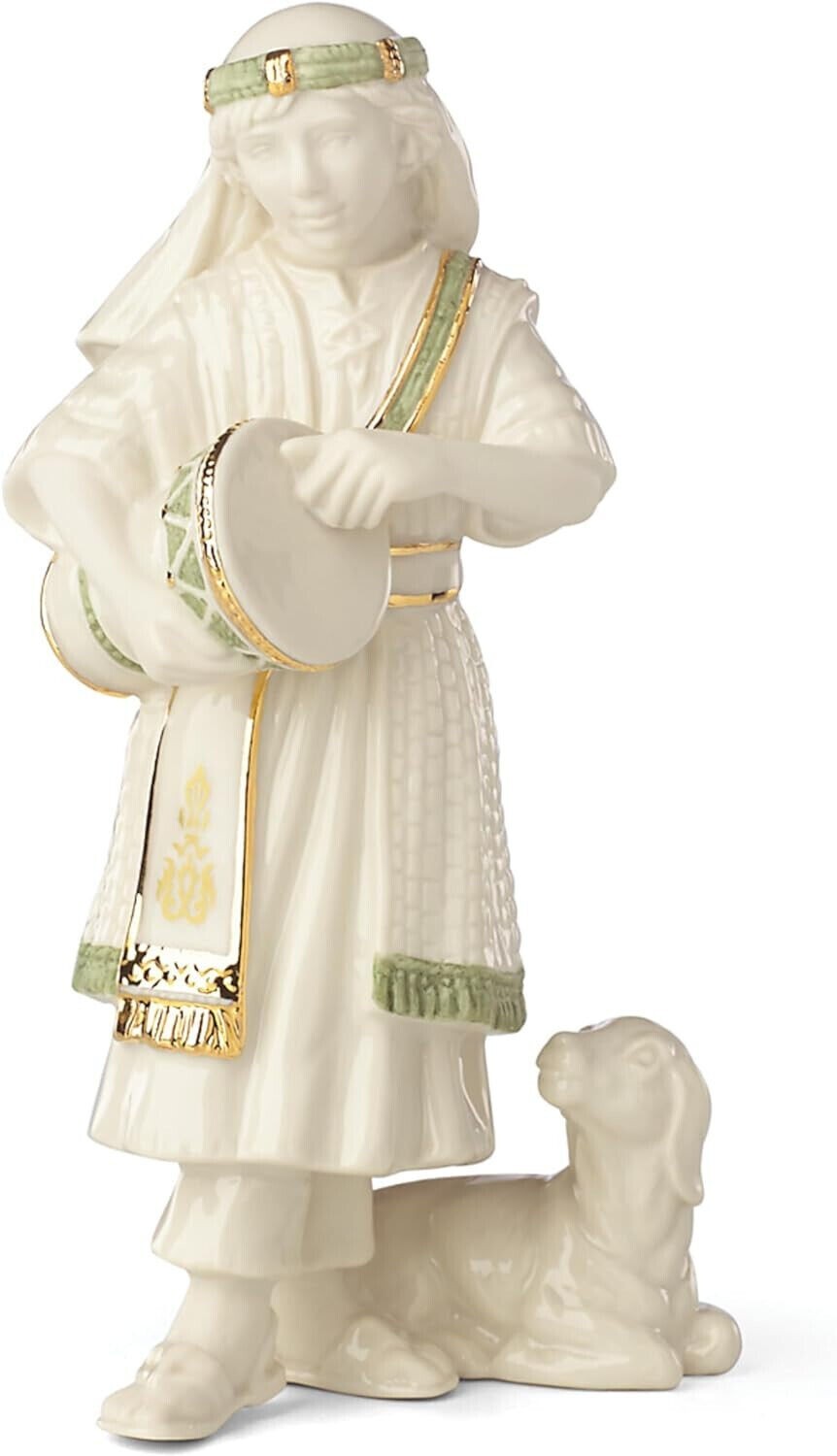 Lenox First Blessing Drummer Boy Figurine Nativity Lamb Green & Gold Accent NEW0