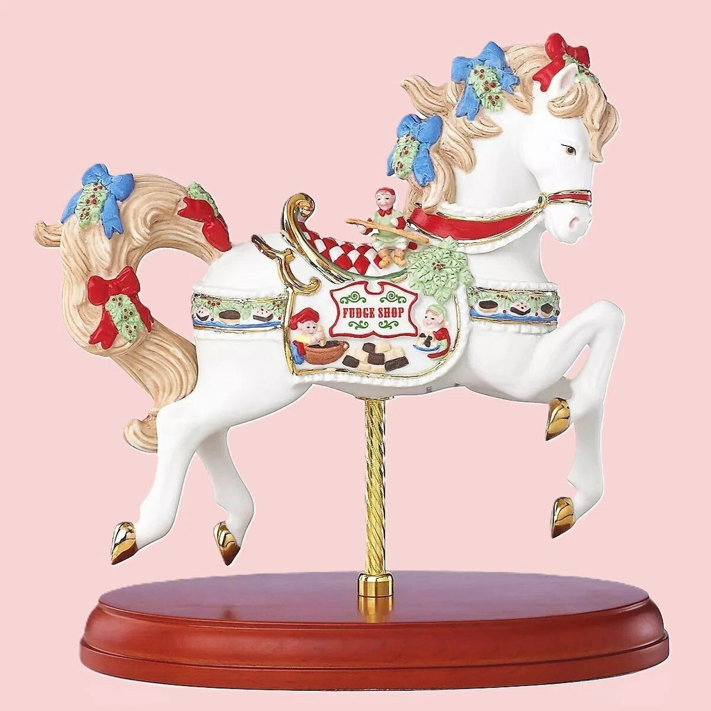 Lenox 2018 Carousel Horse Figurine Santa's Fudge Shop Christmas Elf Jockey NEW9