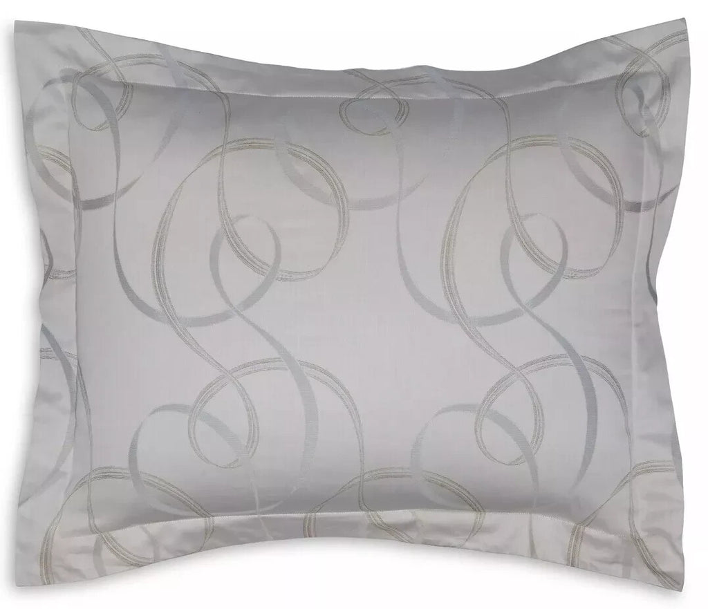 Sferra Caravino Tin Standard Sham Swirly Ribbon Design Sateen Jacquard Italy NEW1