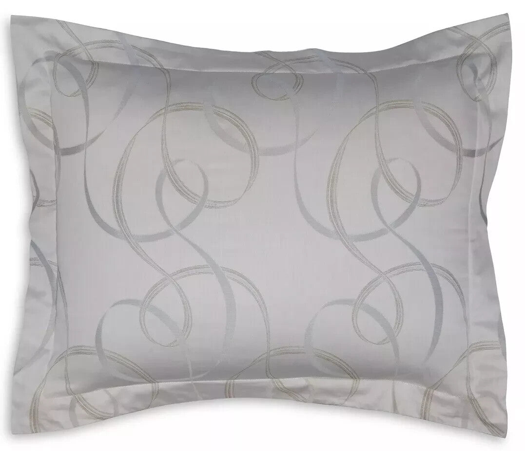 Sferra Caravino Tin Standard Sham Swirly Ribbon Design Sateen Jacquard Italy NEW1