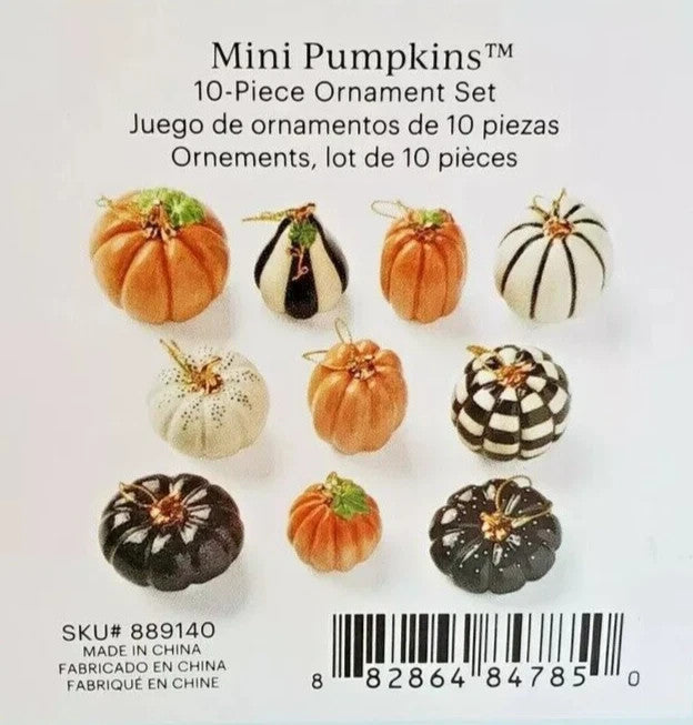 Lenox Mini Pumpkin Ornament 10 PC. Set Thanksgiving Halloween Autumn Gourds New3