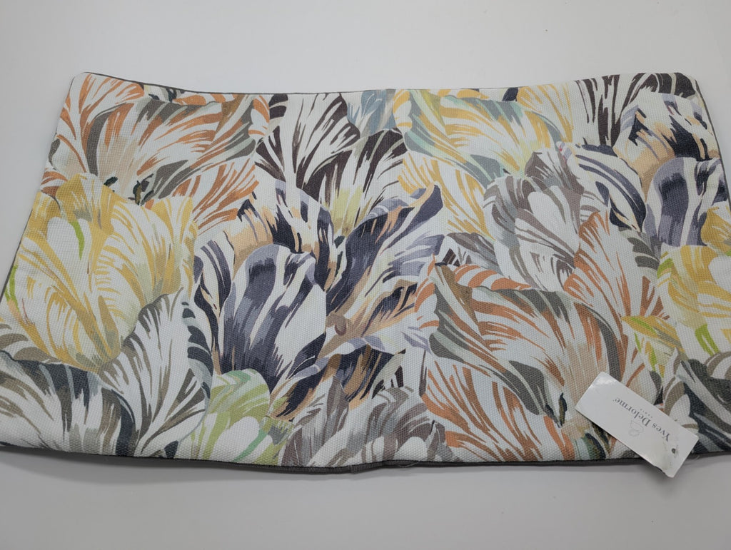 Yves Delorme Blue Wild Flower Throw Pillow Cover Embroidery Piping 13"x23" NEW0