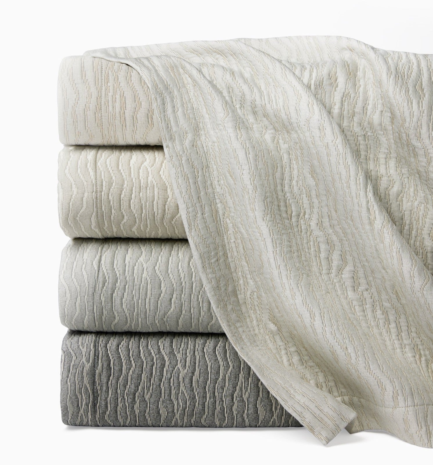 Sferra Ondate Queen Blanket Cover Sham Set 2PC Gunmetal Grey Textured Cotton NEW6
