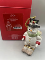 Lenox 2016 Snowman Skiing Figurine Ornament Annual Poles Skis Hat Christmas NEW3