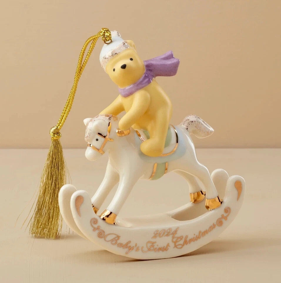 Lenox Disney 2024 Pooh Baby's 1st Christmas Rocking Horse Ornament First NEW1