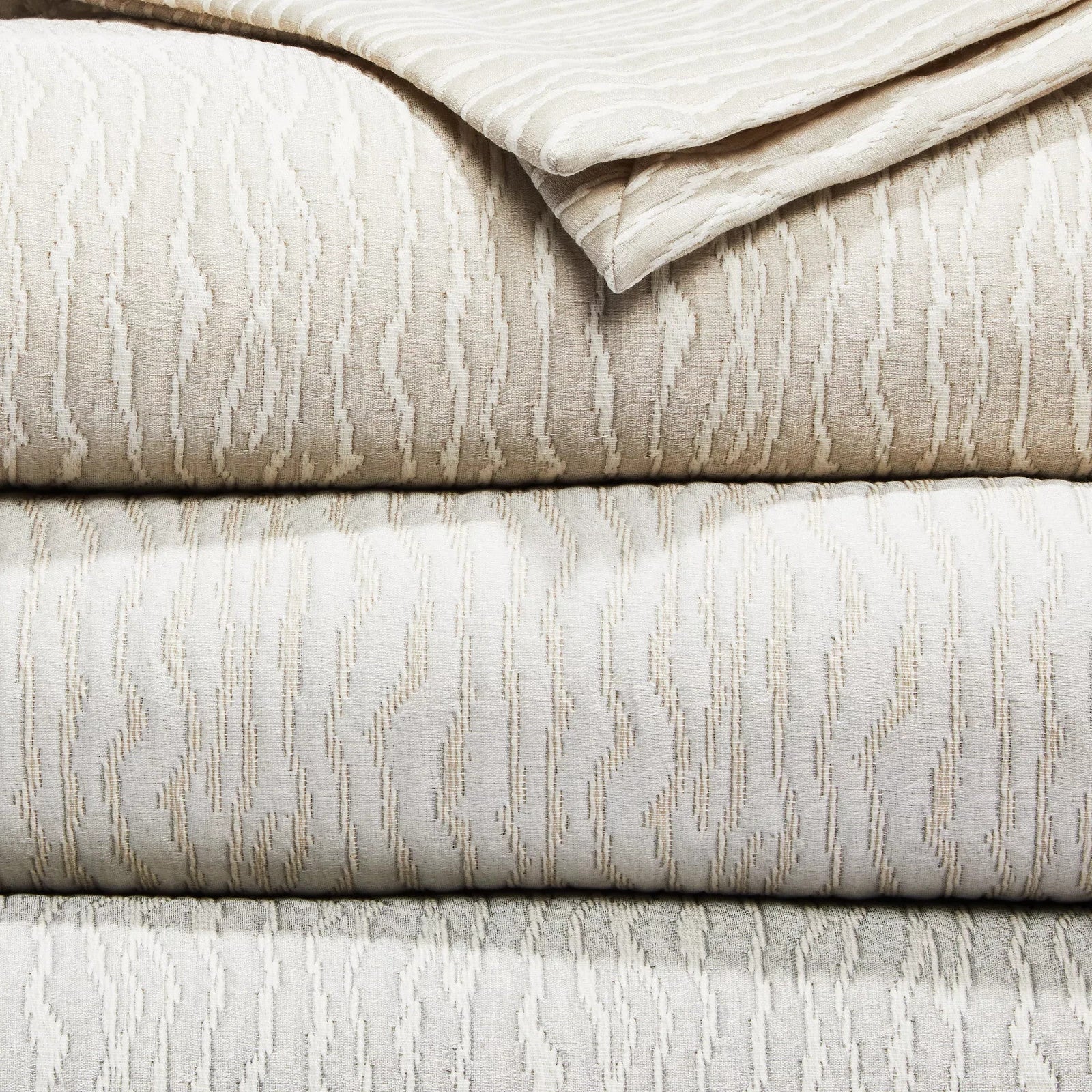 Sferra Ondate Dark Khaki King Blanket Cover Two Toned Textured Cotton Italy NEW5