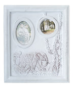 Lenox Safari Elephant Double Window Photo Frame Ivory Carved Antiqued 17" NEW0