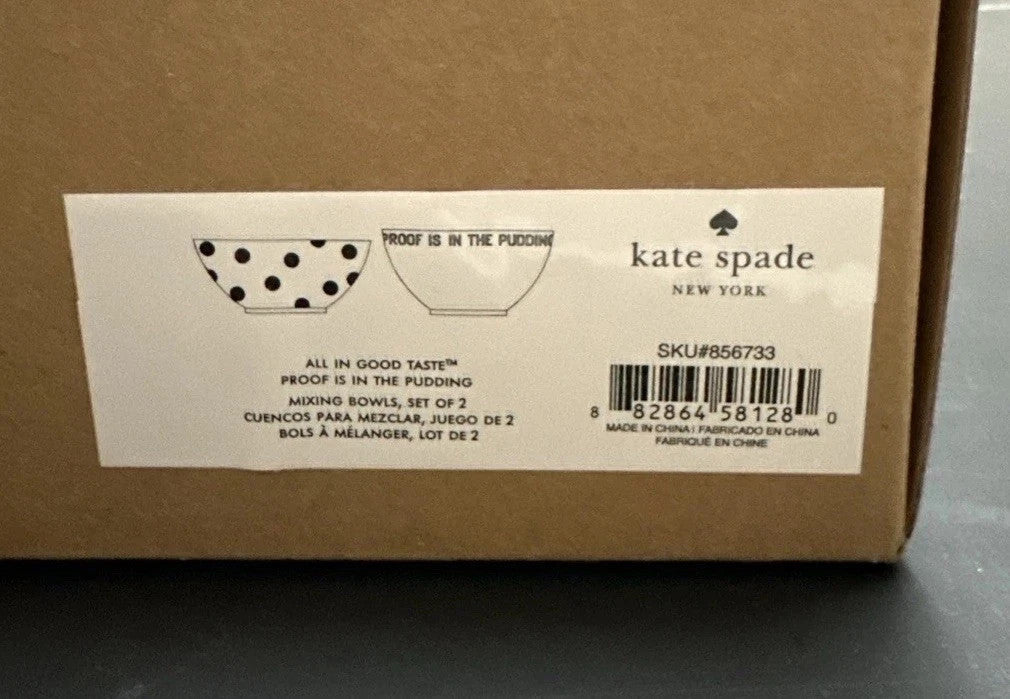 Kate Spade NY Large Mixing Bowl Set 2PC  All In Good Taste Deco Dot Lenox NEW2