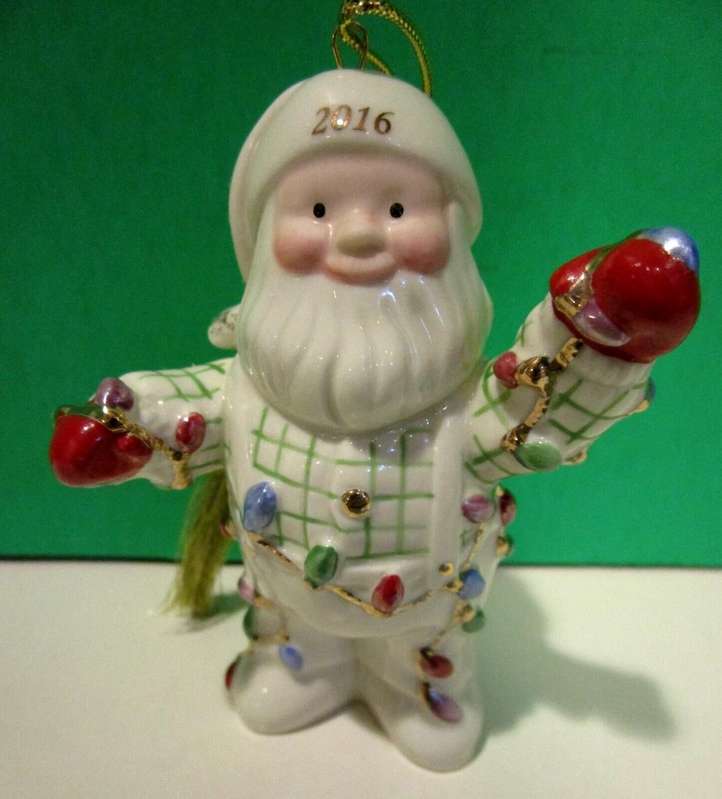 Lenox 2016 Annual Santa Figurine Ornament Santa's Tree Lights Christmas NEW5