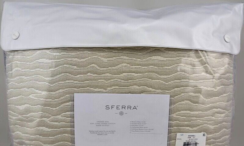 Sferra Ondate Dark Khaki King Blanket Cover Two Toned Textured Cotton Italy NEW8