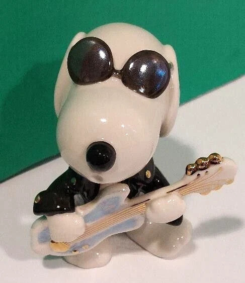 Lenox Peanuts Rockin Elvis Snoopy Figurine Cool Guitar Sunglasses Beagle COA NEW10