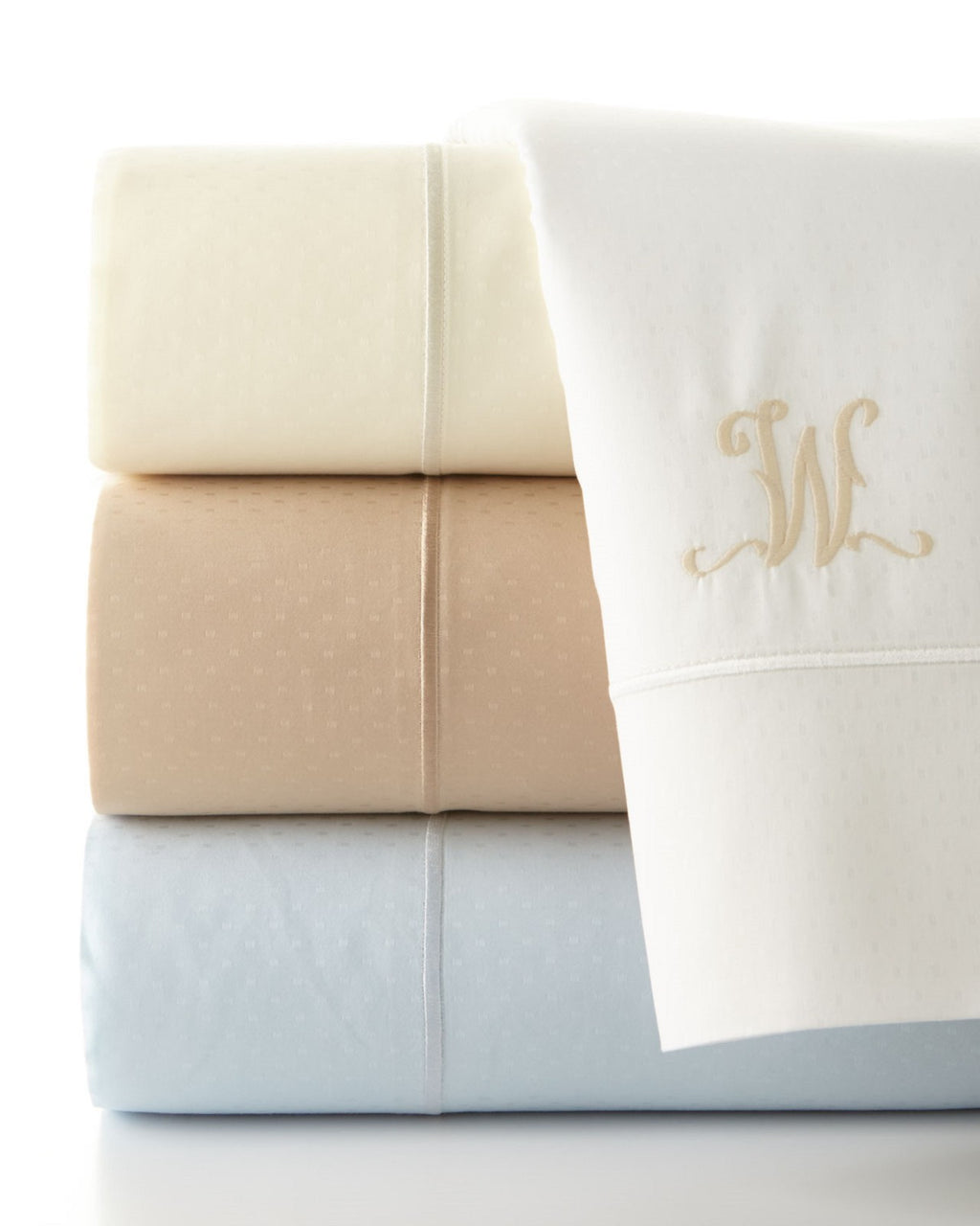 Sferra Marcus Dot Ivory Queen Sheet Set 4PC 100% Pima Cotton Sateen 400TC NEW3