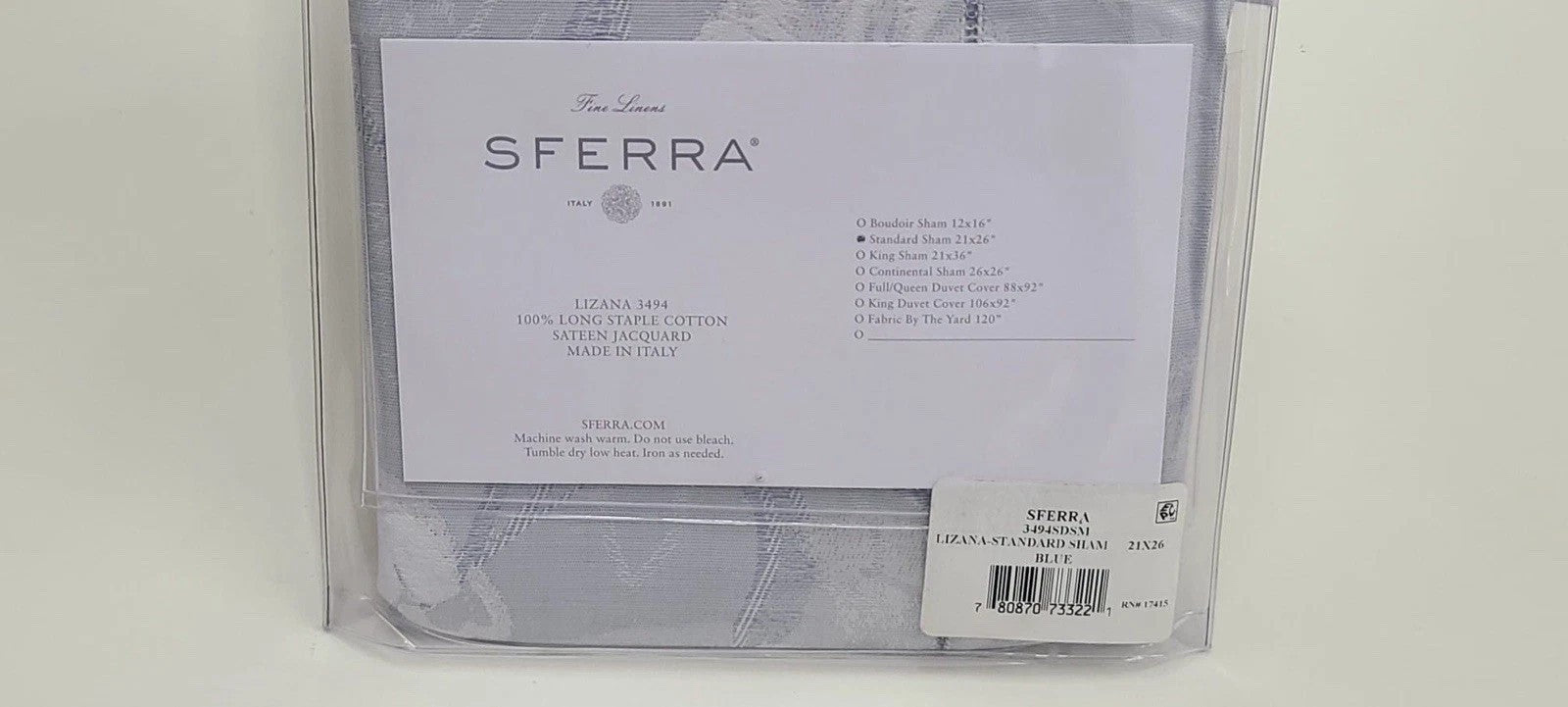 Sferra Lizana Blue Standard Shams Pair Floral Cotton Sateen Jacquard Italy NEW9