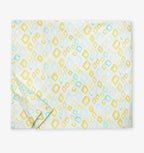 Sferra Geometrico Queen Duvet Set 3PC Aqua Yellow Diamond Percale Print Italy Ne15