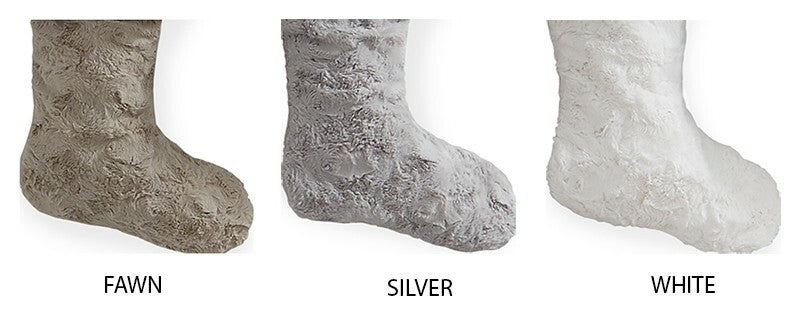 Sferra Stivali Christmas Stocking White Faux Fur Silver Cuff Soft Germany NEW1