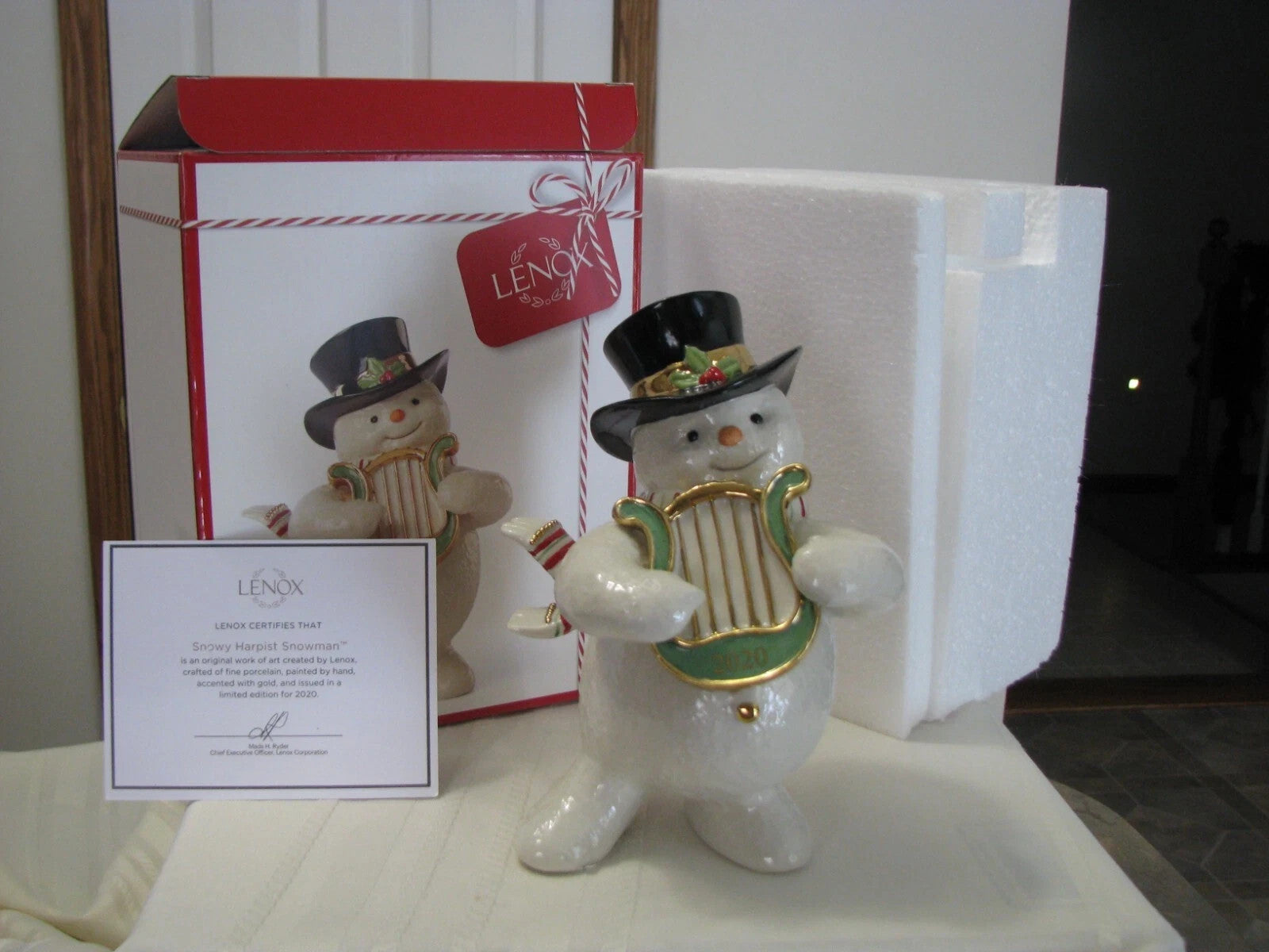 Lenox 2020 Snowy Harpist Snowman Figurine Irish Lyre Annual Frosty Christmas NEW15