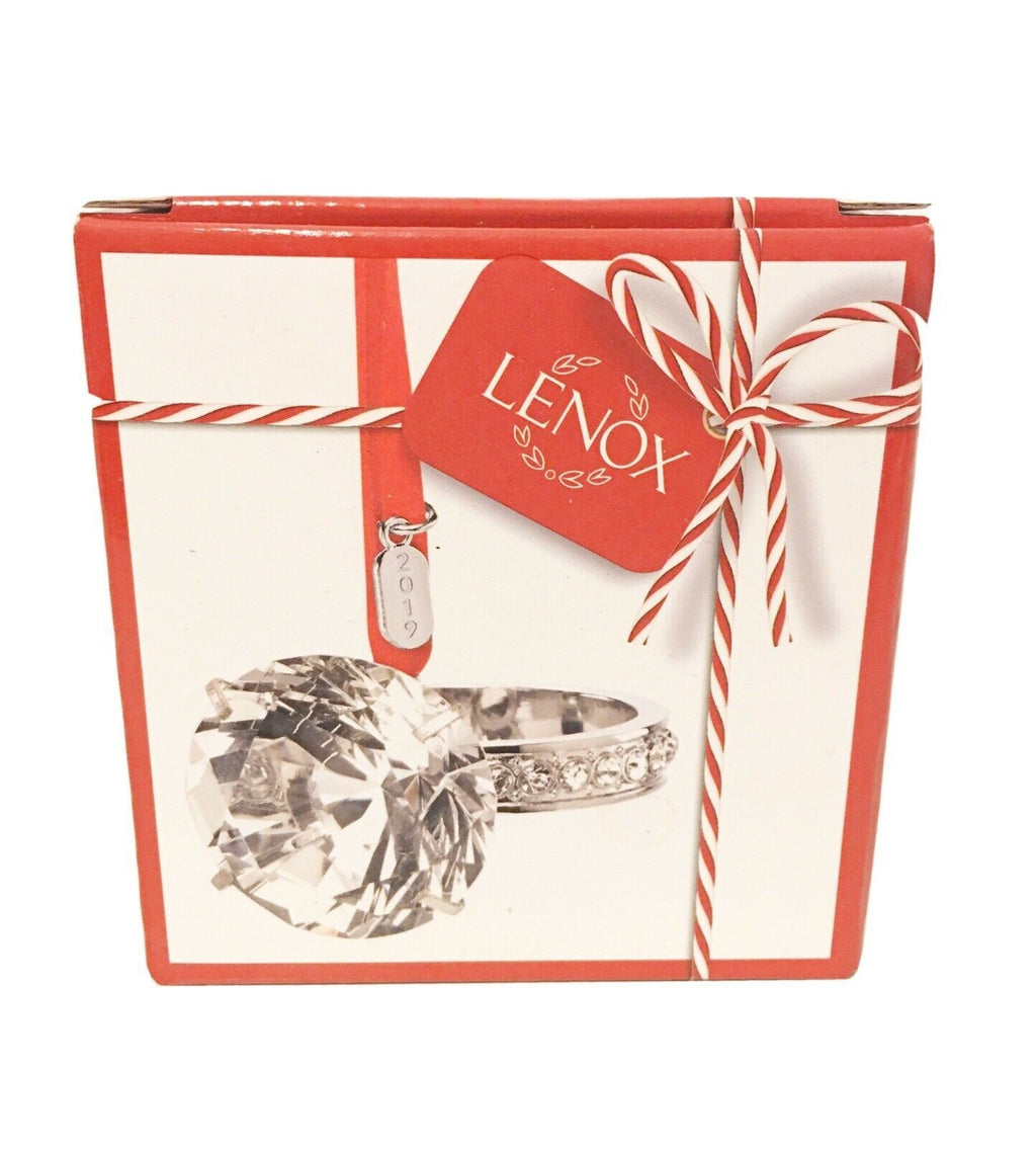 Lenox 2019 Engagement Ring Ornament Wedding Proposal Crystal Christmas Gift NEW2