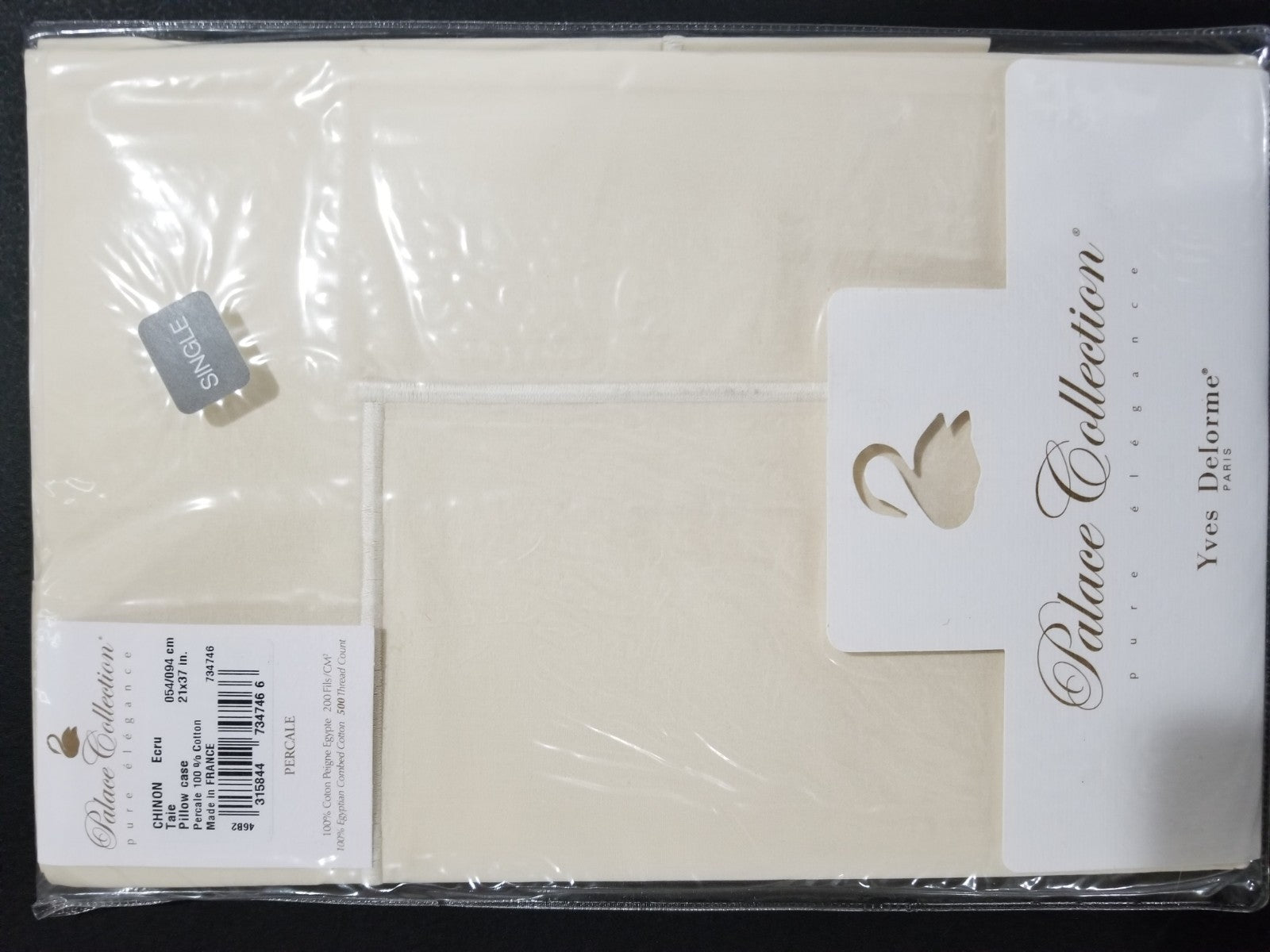 Yves Delorme Ivory Standard Sham Solid Piping Cotton Percale 500TC Chinon NEW2
