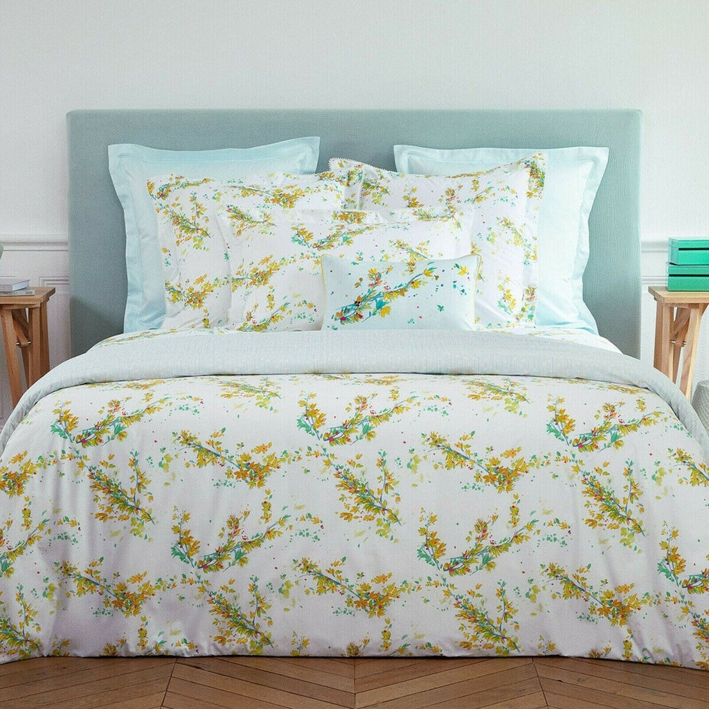Yves Delorme Lucine King Duvet Set 3PC Floral Print Reversible Lace Finish NEW5