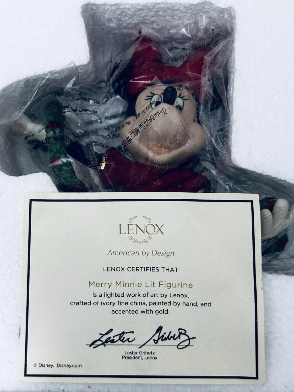 Lenox Disney Lighted Merry Minnie Figurine Mouse With Garland 6.5" Christmas NEW8