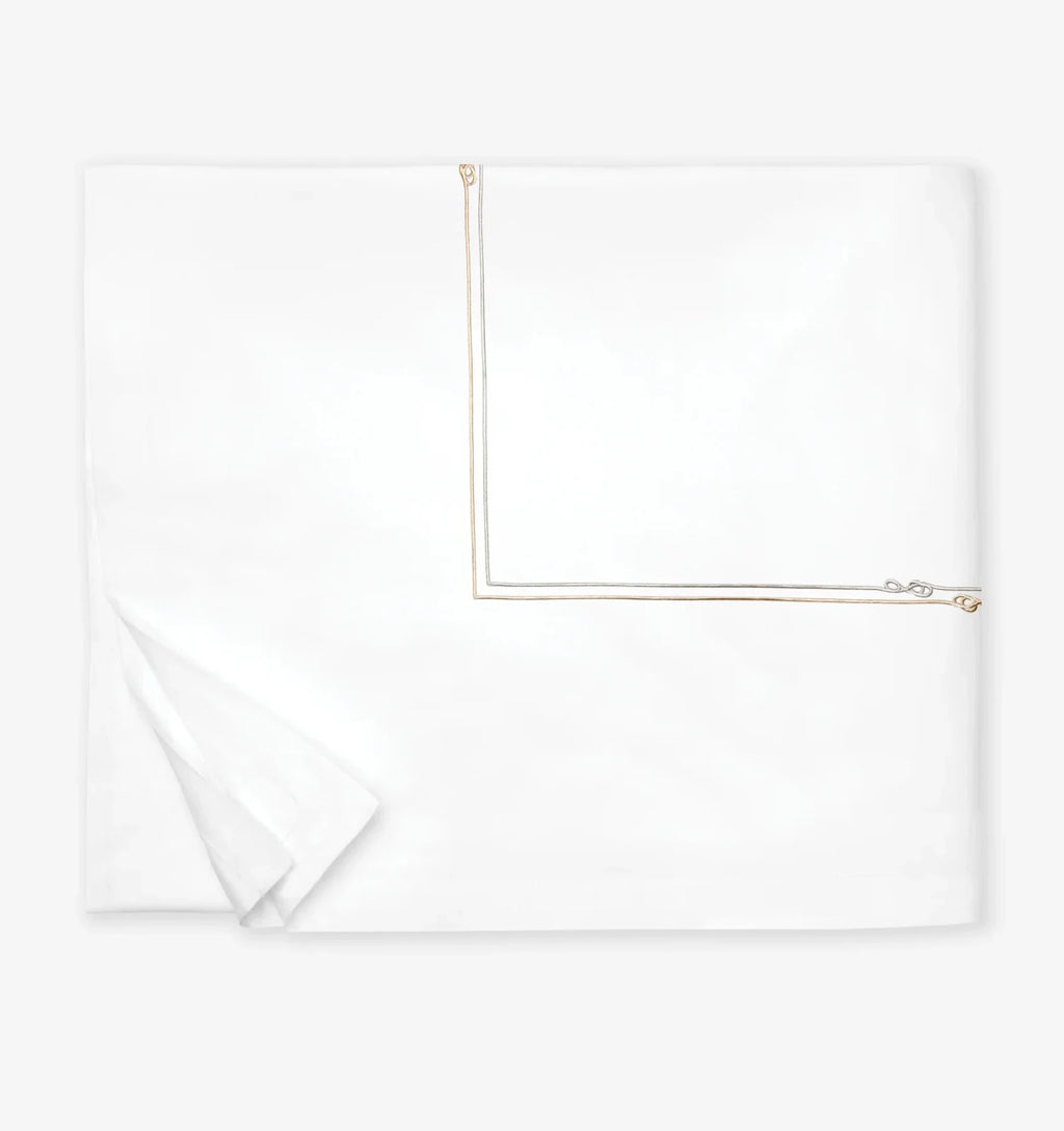 Sferra Squillo White Twin Duvet Platinum Satin Stitch Embroidery Youth Italy NEW7