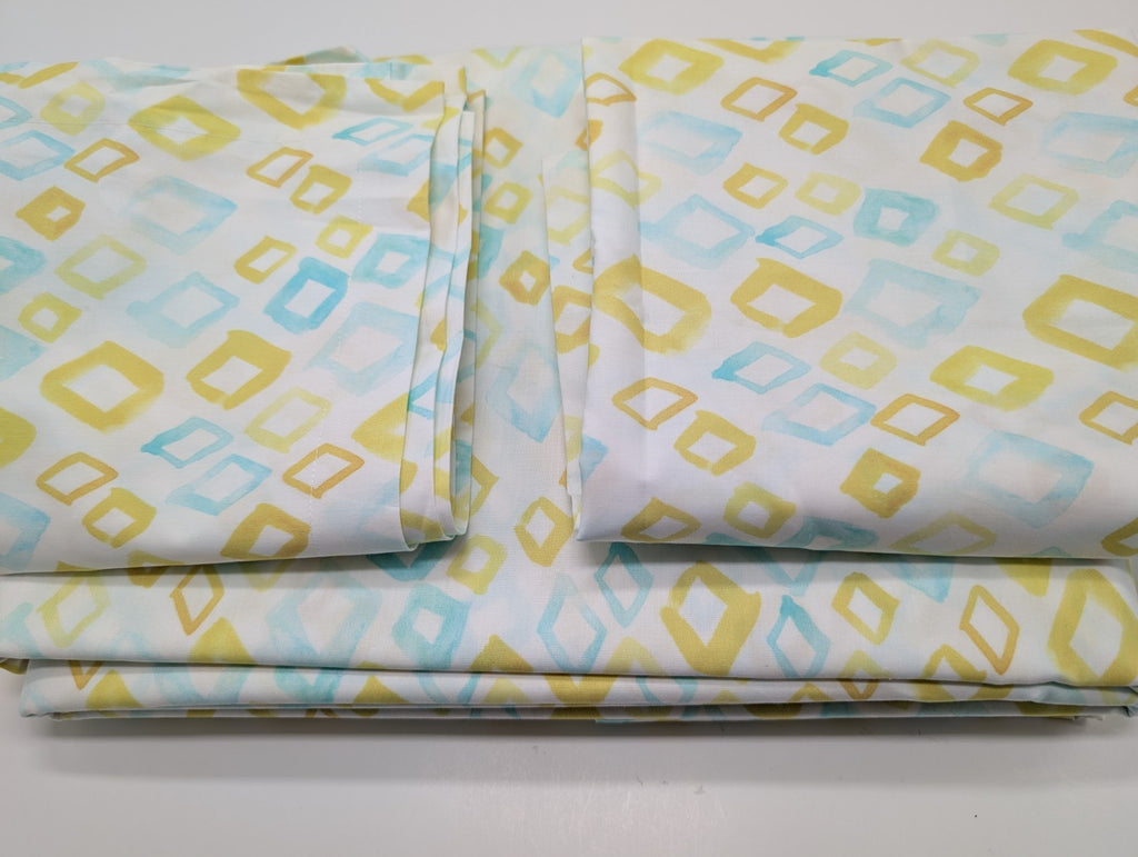 Sferra Geometrico Queen Duvet Set 3PC Aqua Yellow Diamond Percale Print Italy Ne17
