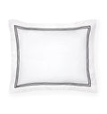 Sferra Grande Hotel White King Sham Black Stripes 100% Cotton Percale Italy NEW0