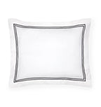 Sferra Grande Hotel White King Sham Black Stripes 100% Cotton Percale Italy NEW0