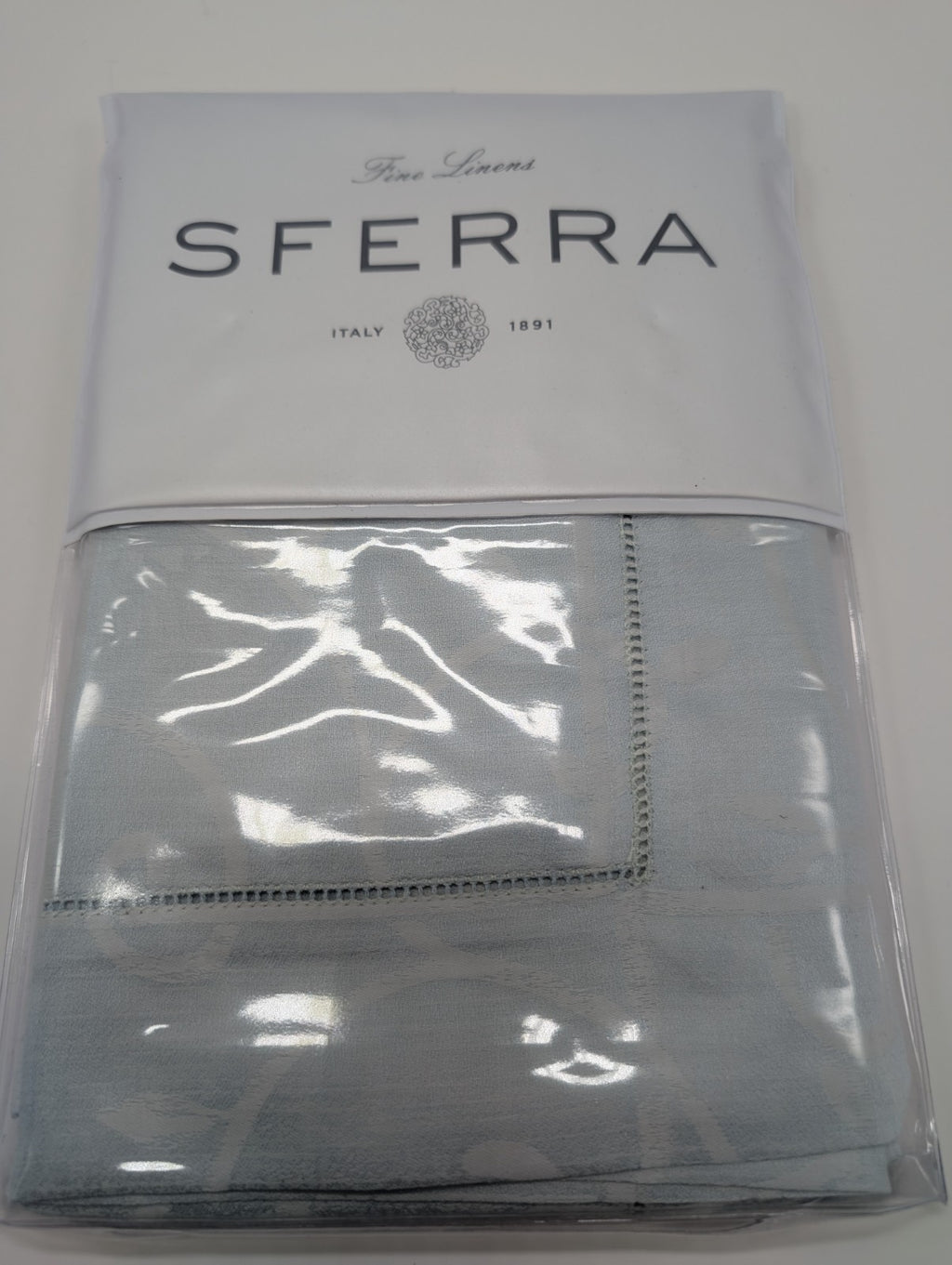 Sferra Graticcio Aquamarine King Duvet Set 3PC Cotton Sateen Jacquard Italy NEW18
