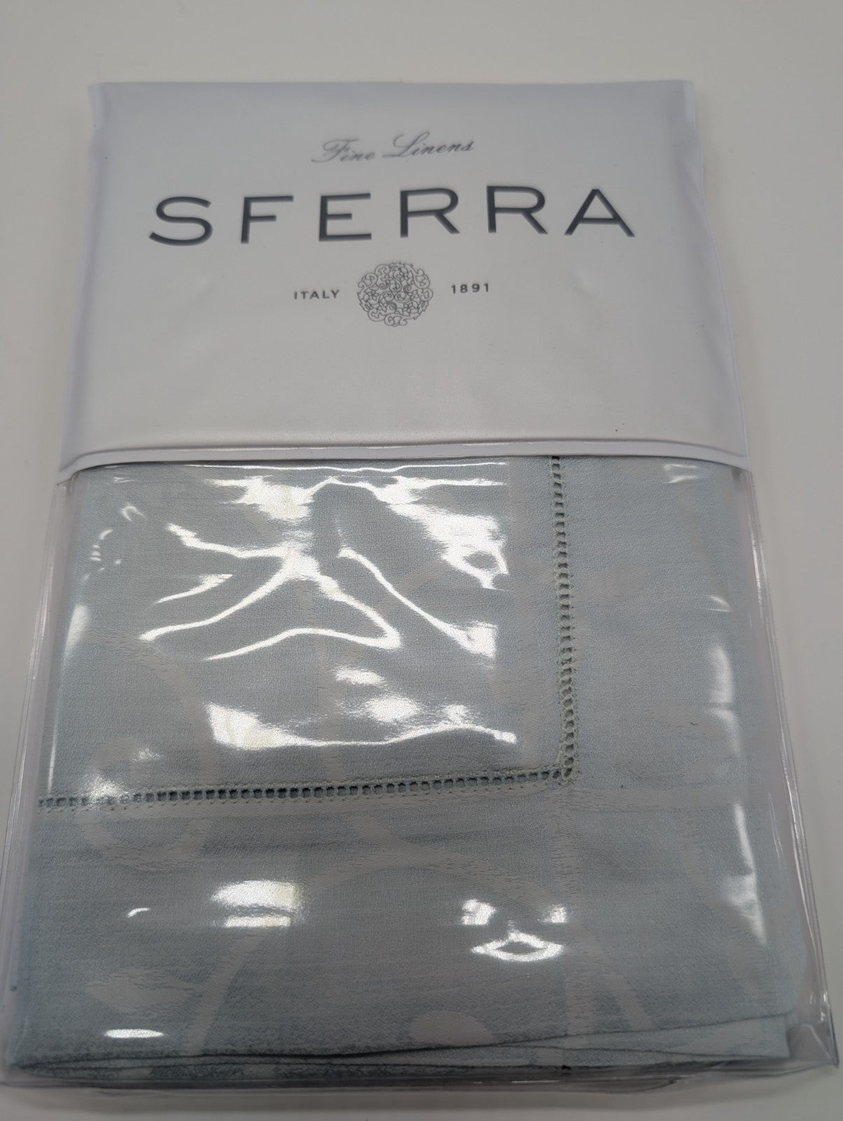 Sferra Graticcio Aquamarine King Duvet Set 3PC Cotton Sateen Jacquard Italy NEW18