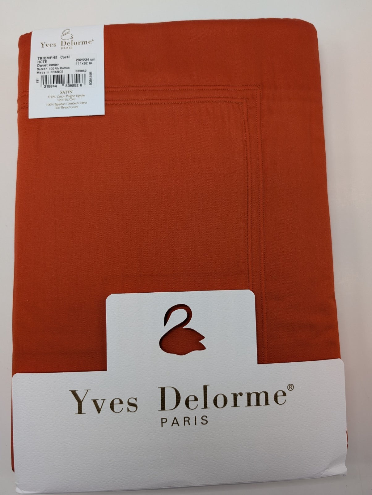 Yves Delorme Triomphe Orange King Duvet Set 3PC 100% Egyptian Cotton Sateen NEW18