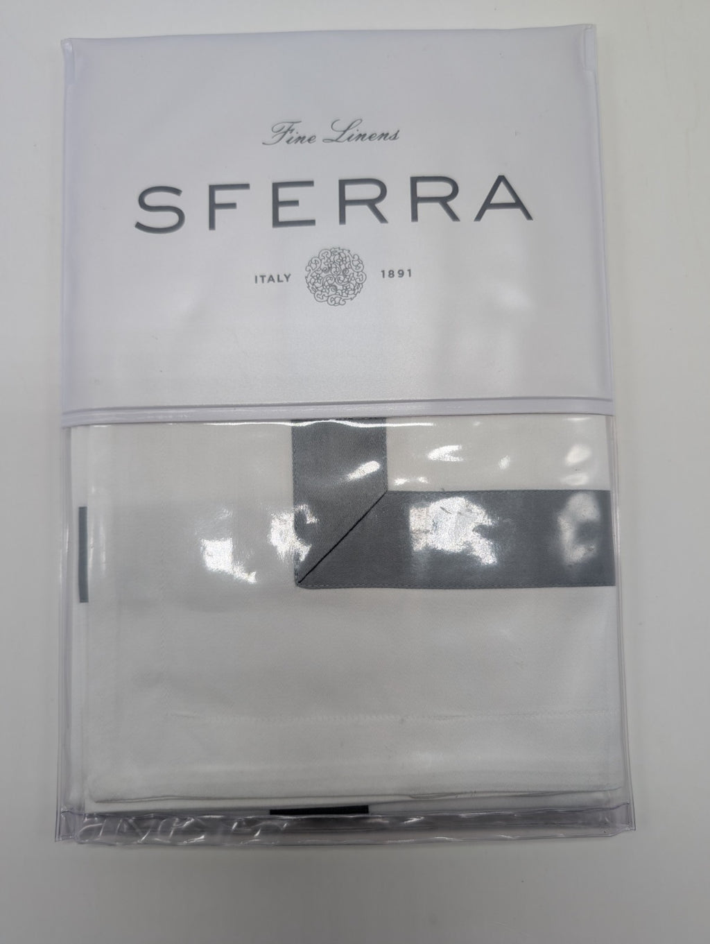 Sferra  Celeste Nastro Giannni Standard White Pillow Sham Flint Broad Stripe NEW0