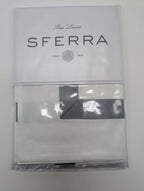 Sferra  Celeste Nastro Giannni Standard White Pillow Sham Flint Broad Stripe NEW0