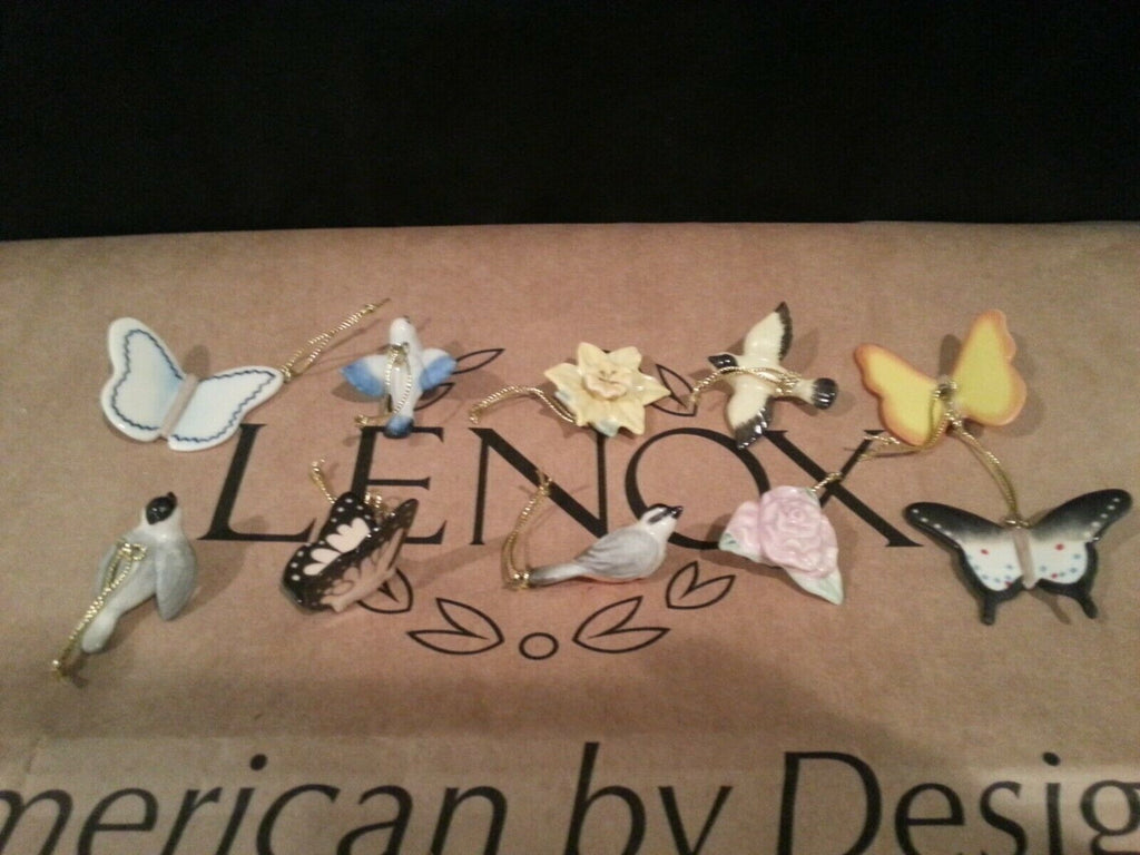 Lenox Spring Easter Mini Tree Ornaments Set 10 Flower Bird Butterfly Retired NEW6