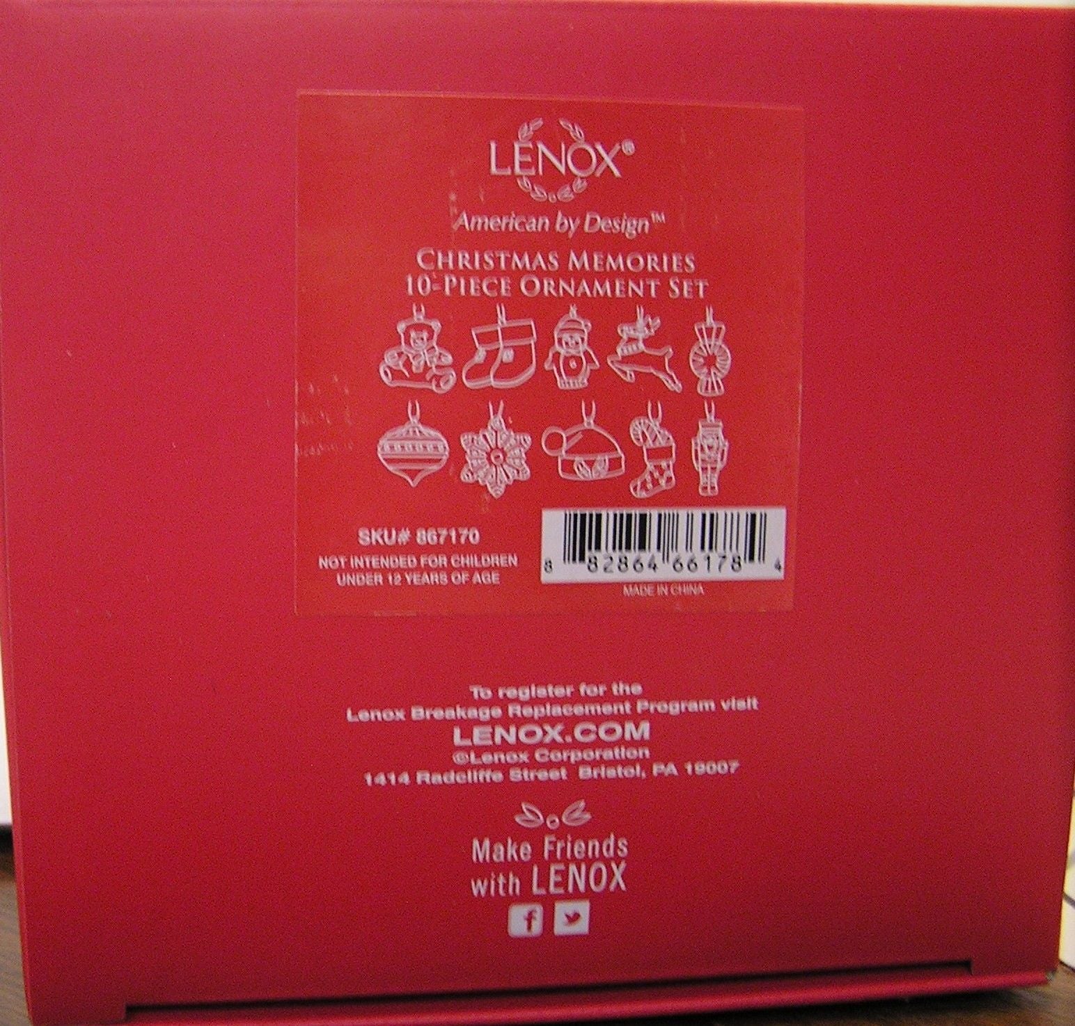 Lenox Christmas Memories Miniature Tree Ornaments Set of 10 Reindeer Penguin NEW2