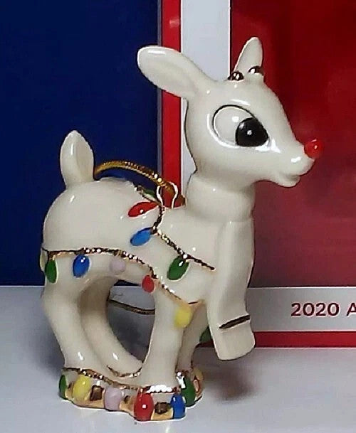 Lenox 2020 Rudolph's Christmas Glow Ornament Figurine Red Nosed Reindeer NEW13