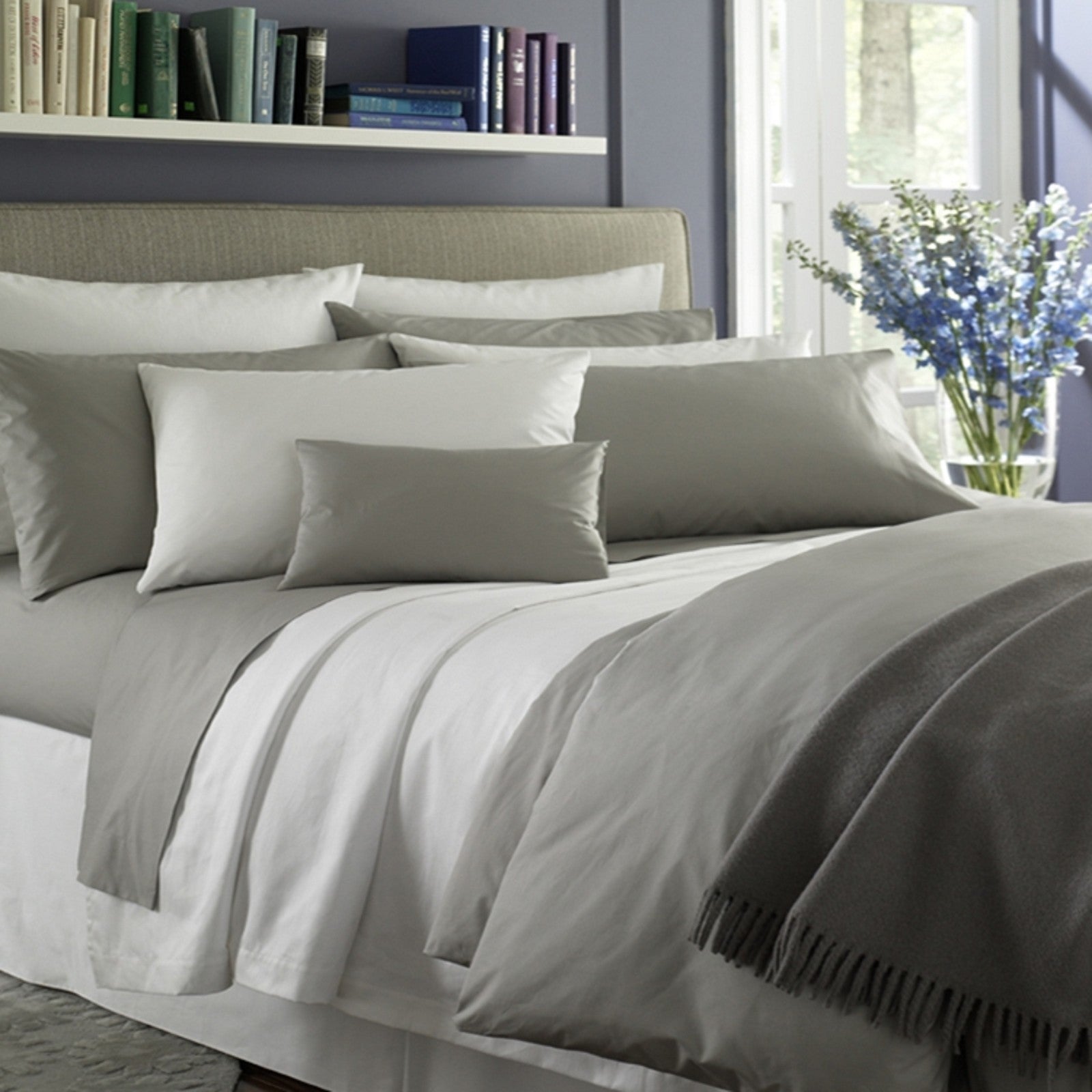 Sferra Celeste Ivory King Sheet Set 4PC 100% Cotton Percale 406TC Soft Italy NEW14