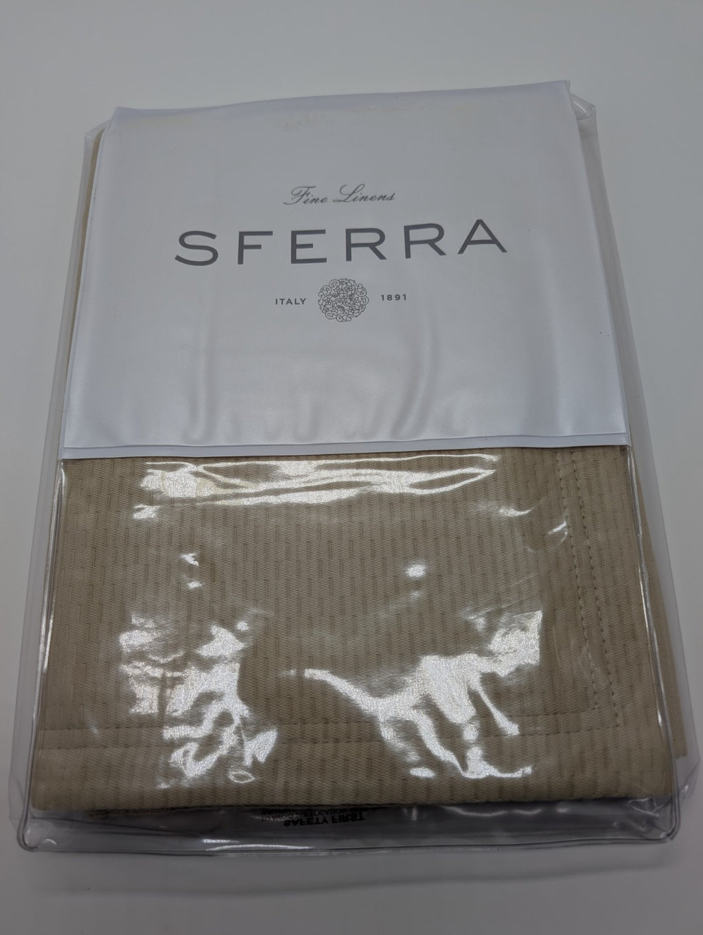 Sferra Perrio Oat Standard Sham Tan Geometric Motif Cotton Matelassé Italy NEW7