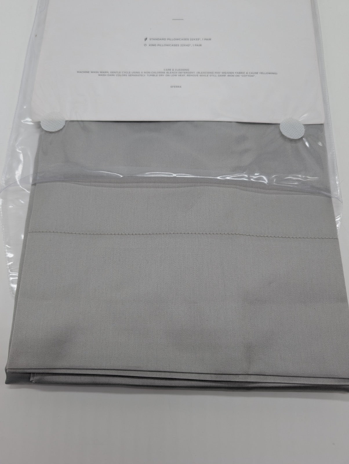 Sferra Giotto Gray Standard Pillowcases Flint Pair Solid Cotton Sateen Italy NEW0