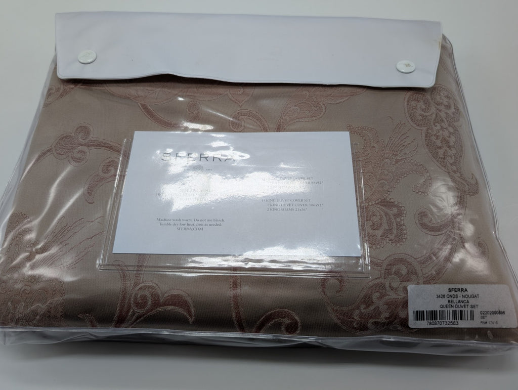 Sferra Bellanca Queen Duvet Set 3PC Floral Egyptian Cotton Jacquard Italy NEW12