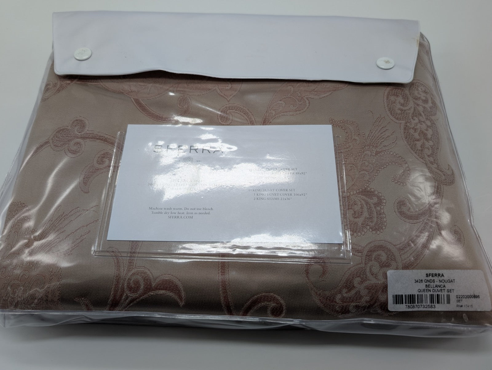 Sferra Bellanca Queen Duvet Set 3PC Floral Egyptian Cotton Jacquard Italy NEW12